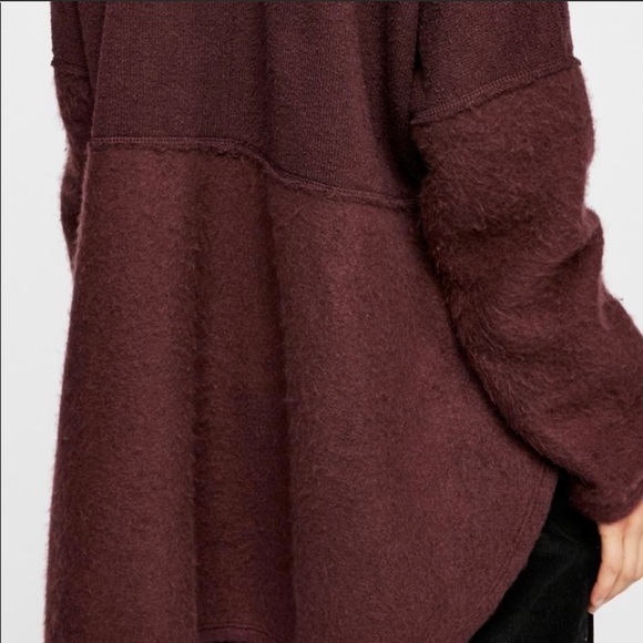 Free People Beach Bellevue Pullover Tunic Top Mixed Material Fleece Purple NWT - Picture 15 of 16